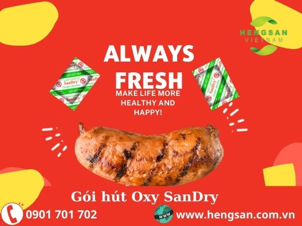 Gói hút oxy Sandry bảo quản xúc xích - SanDry - Công Ty TNHH Hengsan Việt Nam